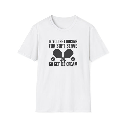 Men's Witty Pickleball T-shirt - Looking for Soft Serve? Get Ice Cream White