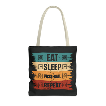 Pickleball Cool Tote Bag - Eat Sleep Pickleball Repeat Retro Beige