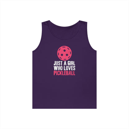 Women's Cute Pickleball Tank Top - Just A Girl Who Loves Pickleball Purple