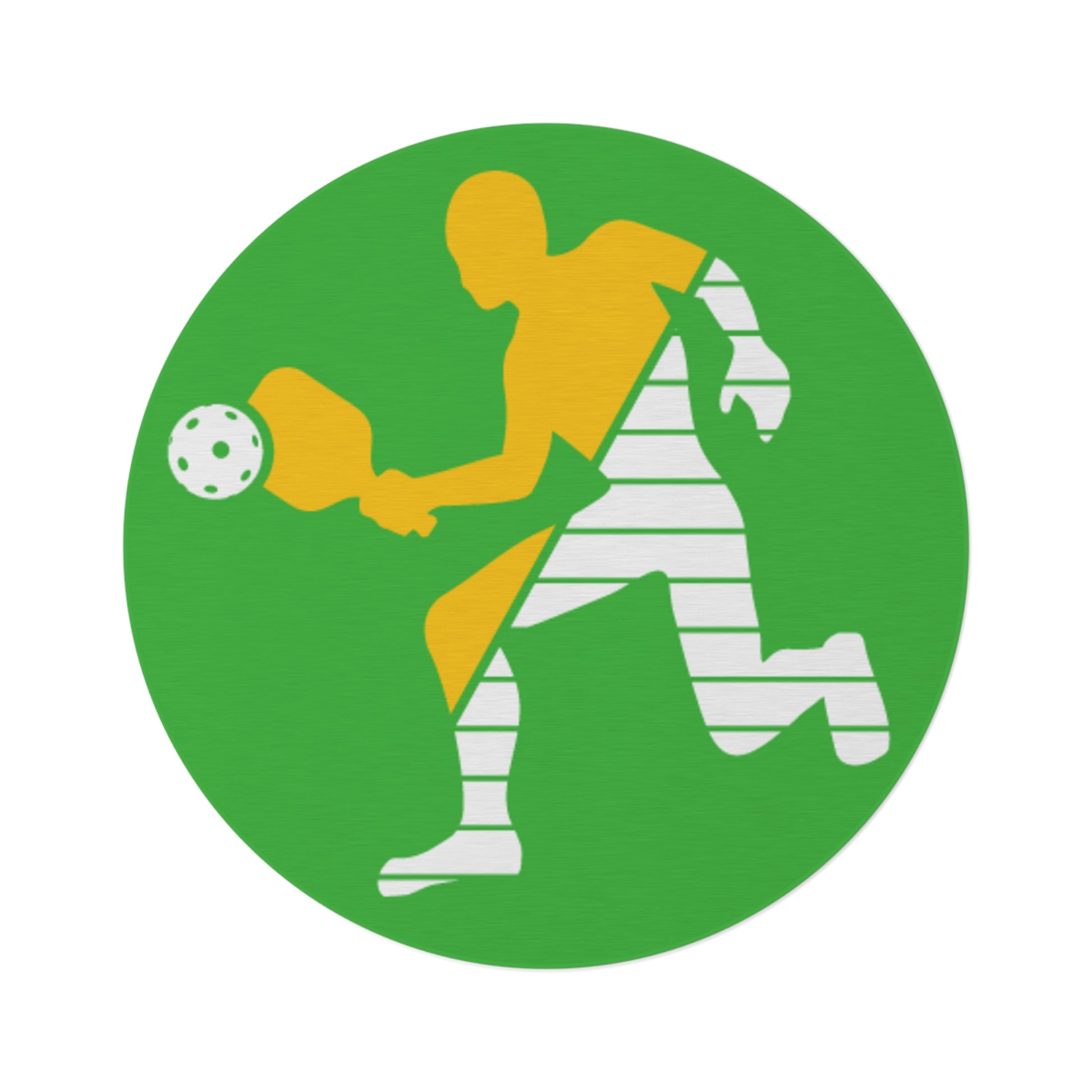 Pickleball Durable Round Rug - Pickleball Player Green
