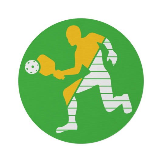 Pickleball Durable Round Rug - Pickleball Player Green