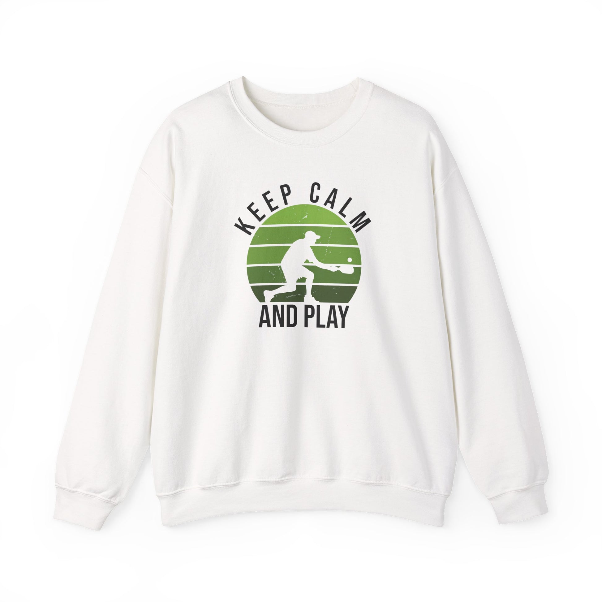Men's Durable Pickleball Sweatshirt - Keep Calm and Play White