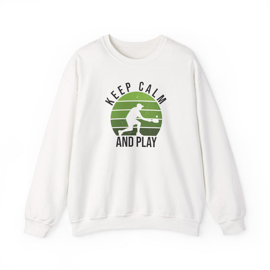 Men's Durable Pickleball Sweatshirt - Keep Calm and Play White