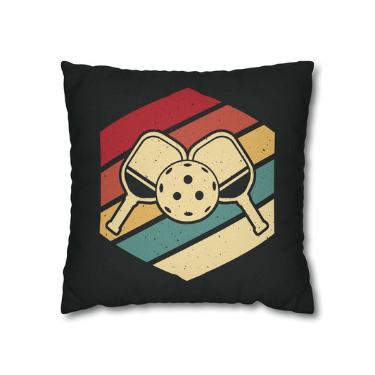 Pickleball Eye-Catching Pillowcase - Paddle and Ball Retro Black