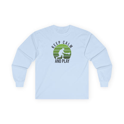 Women's Playful Pickleball Long Sleeves top - Keep Calm and Play Blue