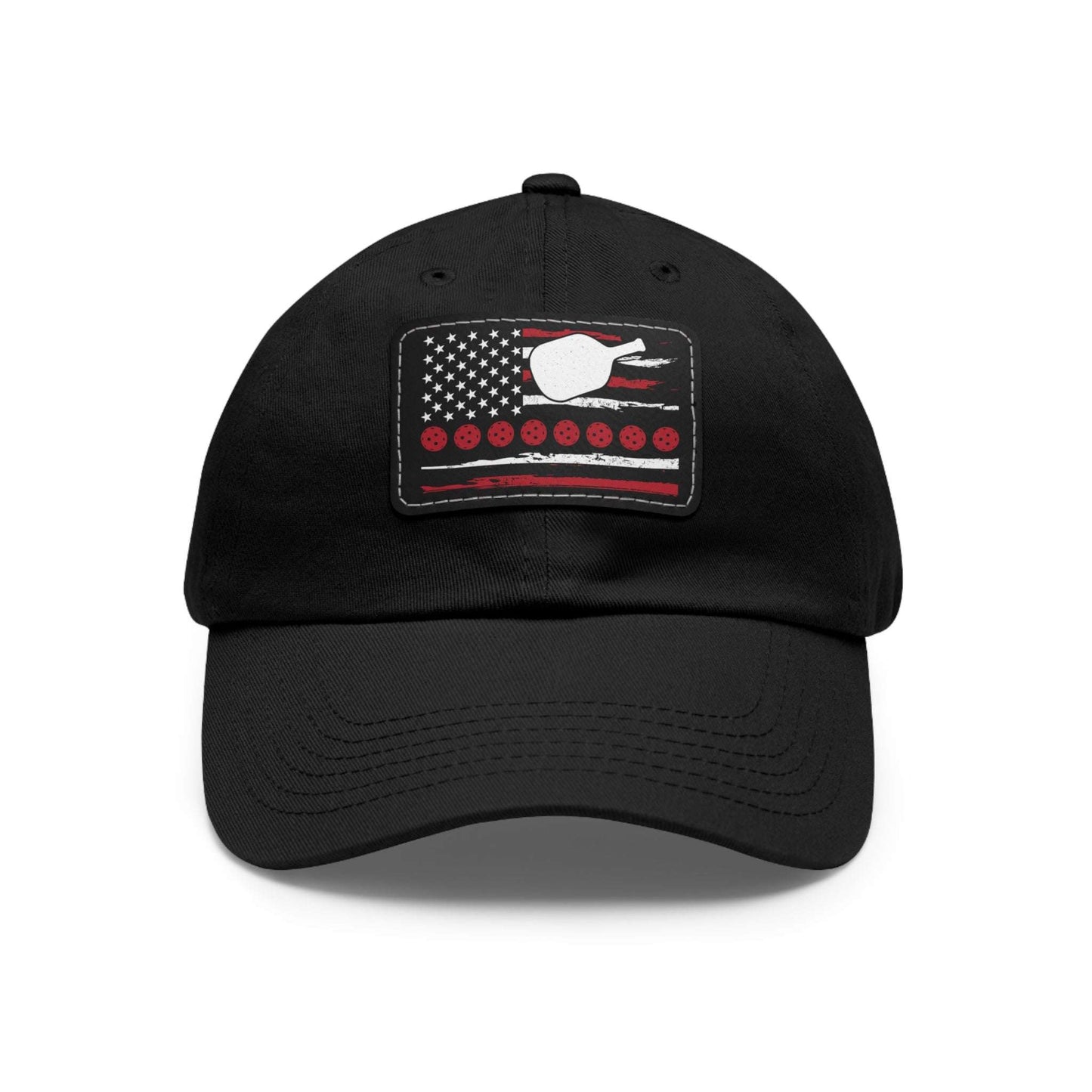 Pickleball Cool Cap - Paddle and American Flag Black