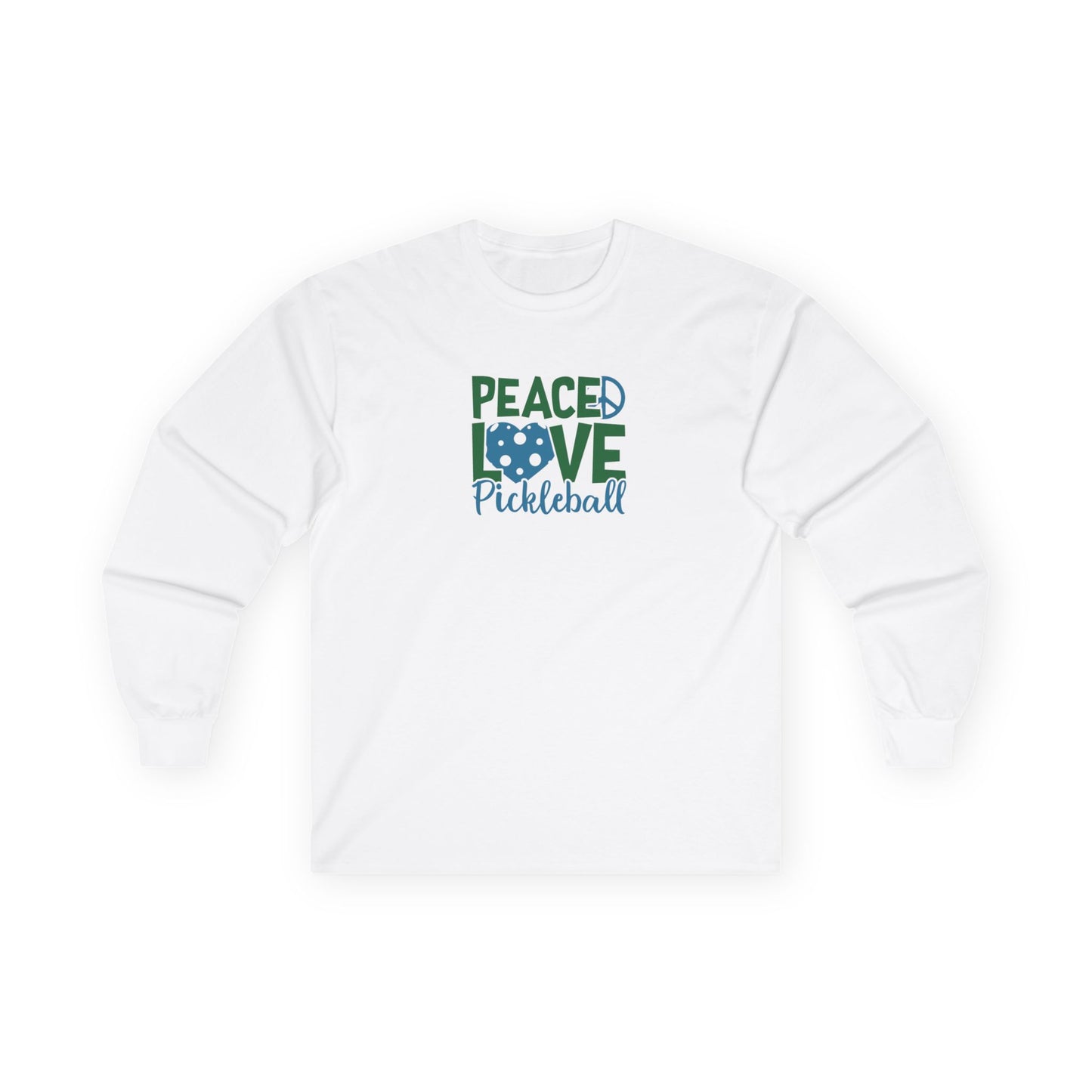 Women's Stylish Pickleball Long Sleeves top - Peace, Love, Pickleball White
