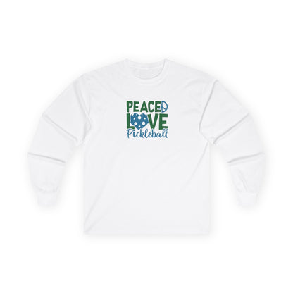 Women's Stylish Pickleball Long Sleeves top - Peace, Love, Pickleball White