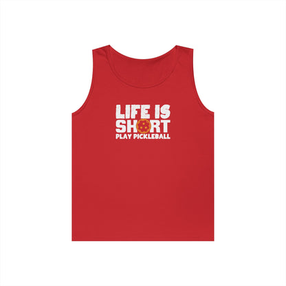 Men's Eye-Catching Pickleball Tank Top - Life Is Short Play Pickleball Red