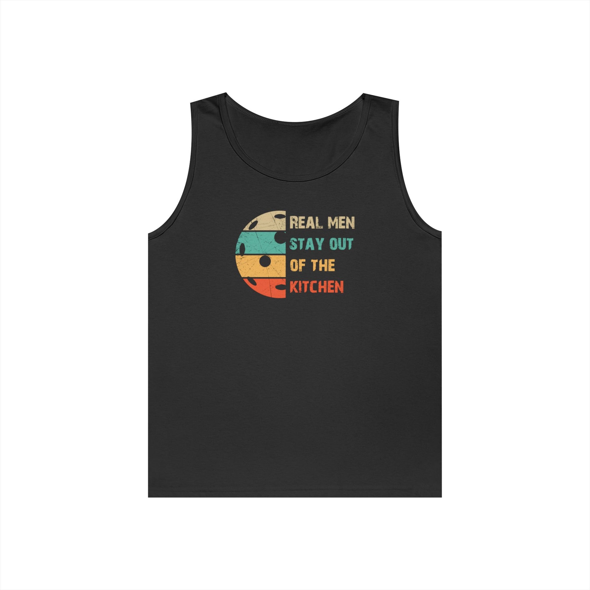 Men's Pickleball Tank Top - Real Men Stay Out of the Kitchen Retro Black