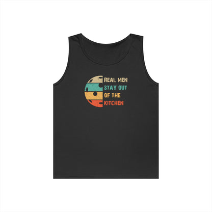 Men's Pickleball Tank Top - Real Men Stay Out of the Kitchen Retro Black