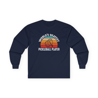 Men's Pickleball Long Sleeves top - World's Okayest Pickleball Player Navy