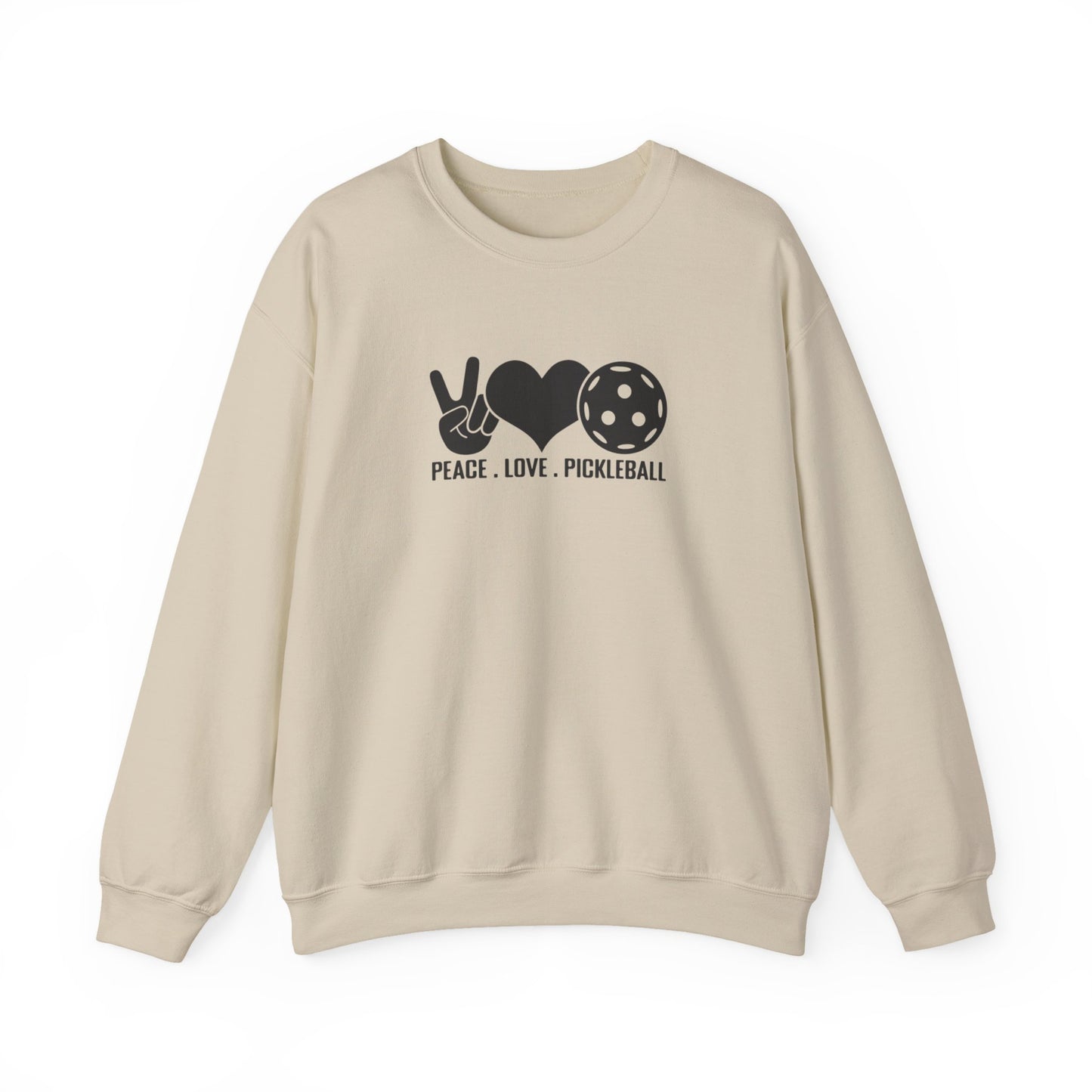 Women's Comfy Pickleball Sweatshirt - Peace, Love, Pickleball Beige