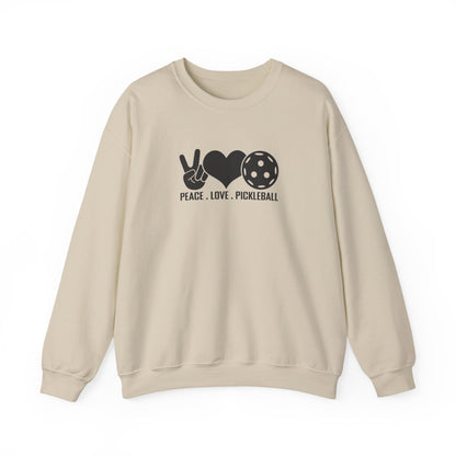 Women's Comfy Pickleball Sweatshirt - Peace, Love, Pickleball Beige