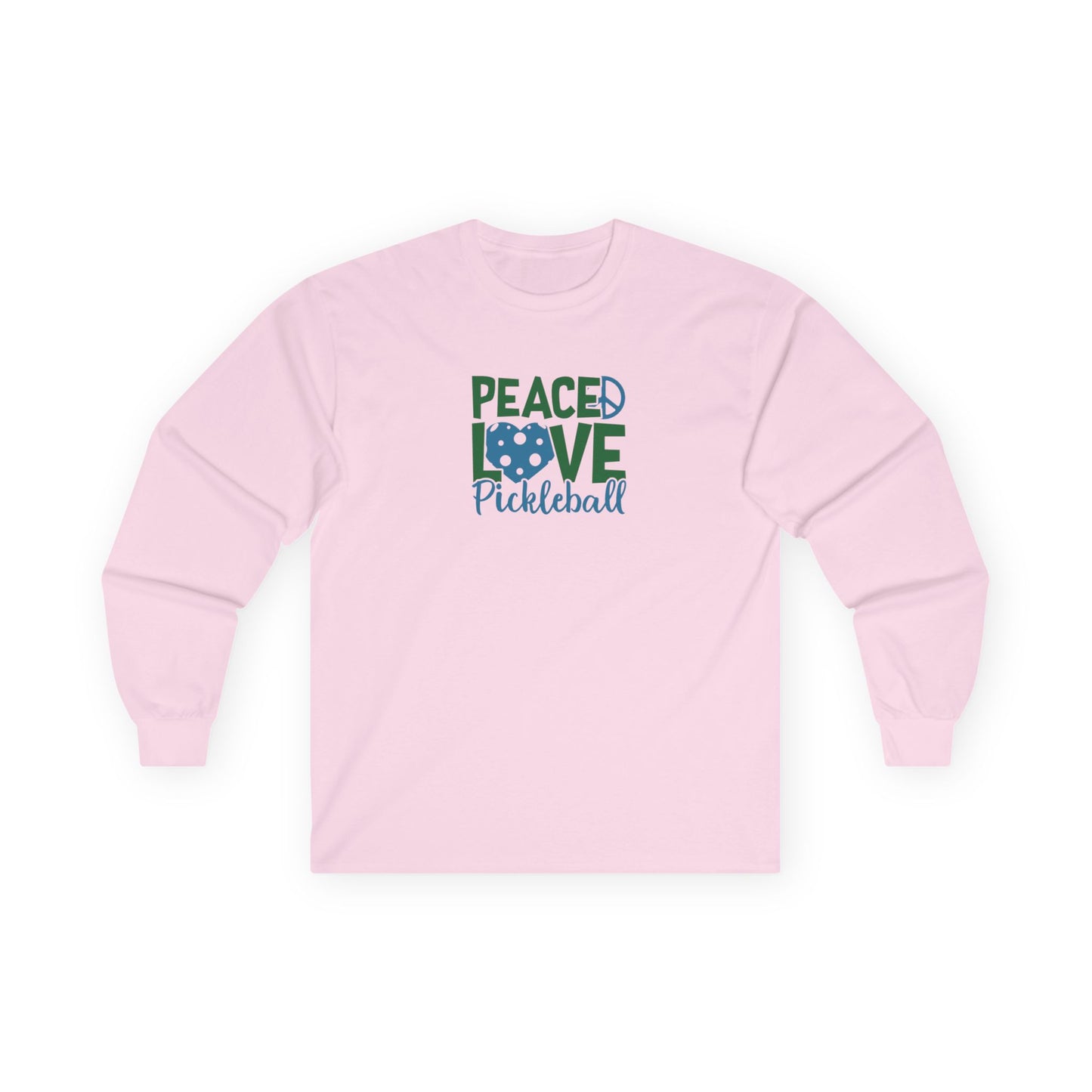Women's Stylish Pickleball Long Sleeves top - Peace, Love, Pickleball Pink