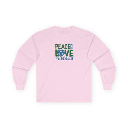 Women's Stylish Pickleball Long Sleeves top - Peace, Love, Pickleball Pink