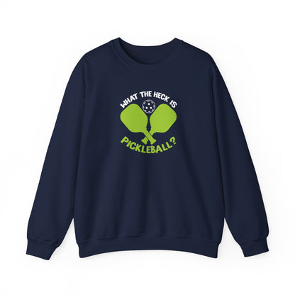 Women's Funny Pickleball Sweatshirt - What the Heck Is Pickleball? Navy
