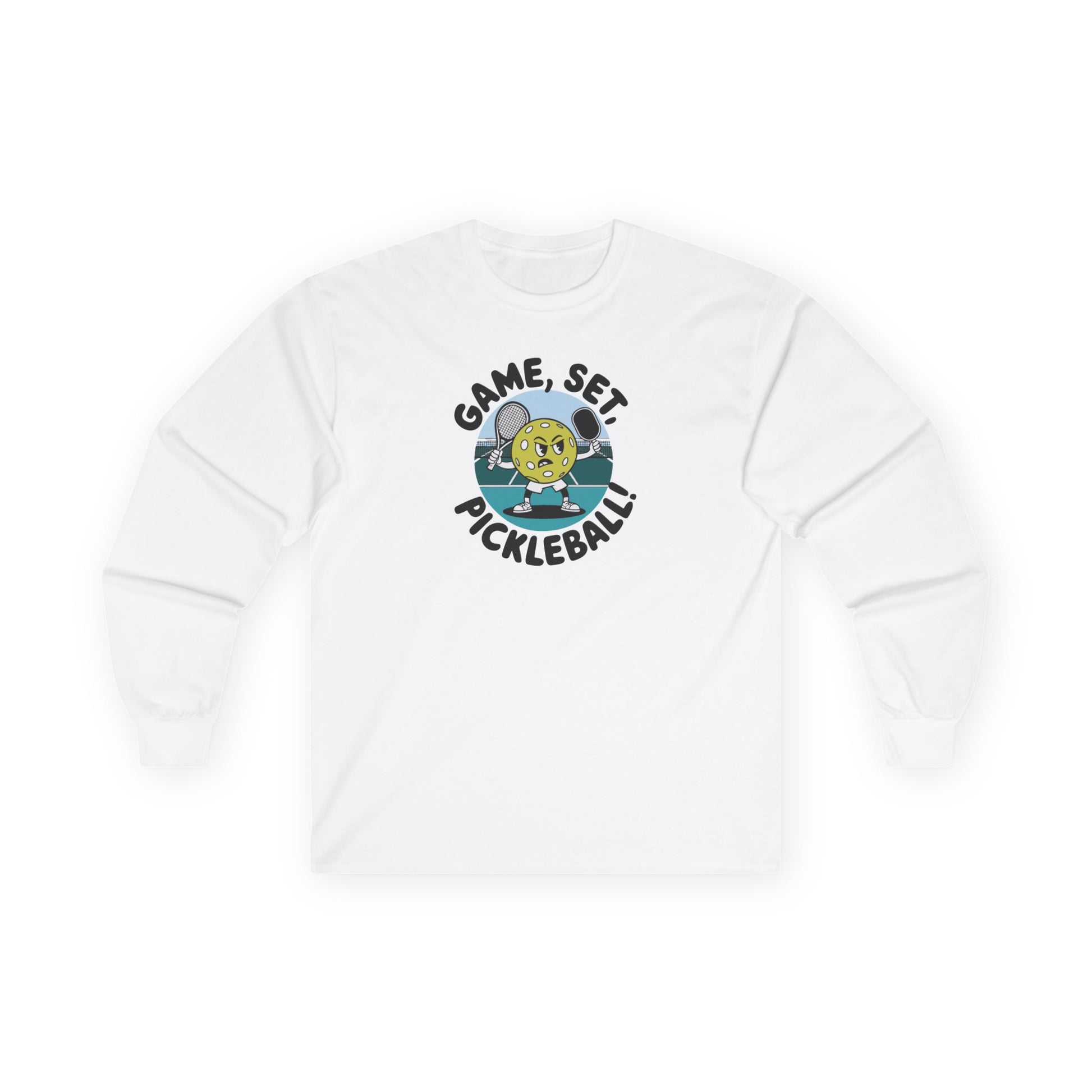 Men's Funny Pickleball Long Sleeves top - Game, Set, Pickleball White