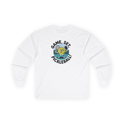 Men's Funny Pickleball Long Sleeves top - Game, Set, Pickleball White