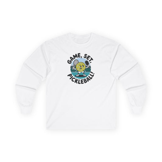 Men's Funny Pickleball Long Sleeves top - Game, Set, Pickleball White