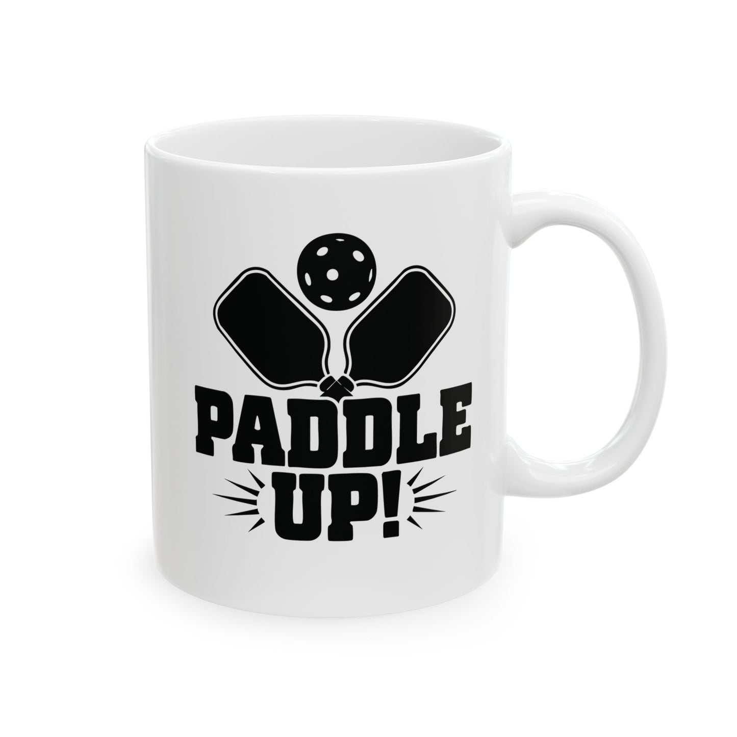 Pickleball Eye-Catching Mug - Paddle Up White