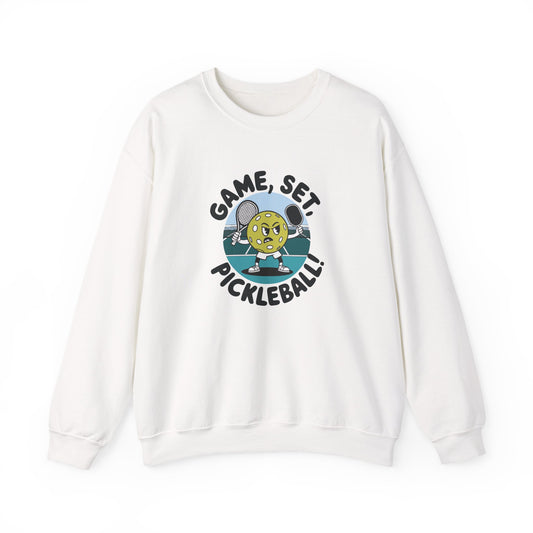 Women's Cute Pickleball Sweatshirt - Game, Set, Pickleball White