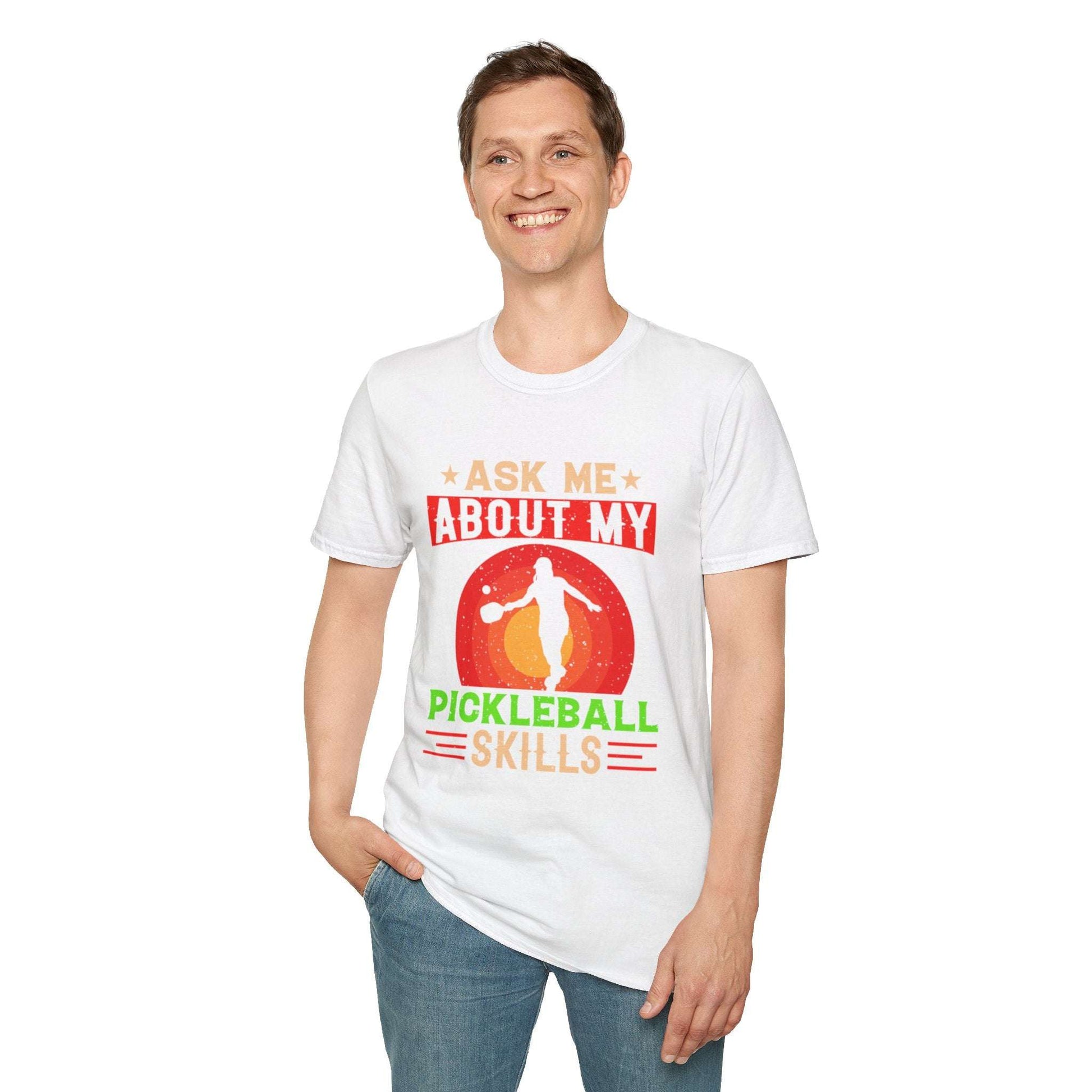 Men's Funny Pickleball T-Shirt - Ask Me About My Pickleball Skills Retro