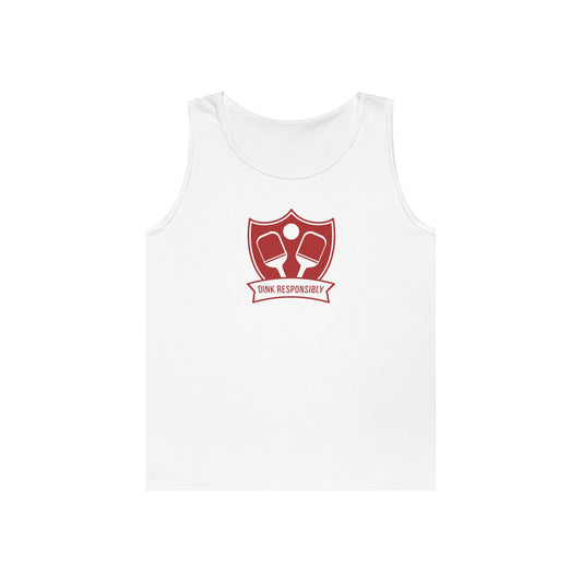 Men's Durable Pickleball Tank Top - Dink Responsibly White