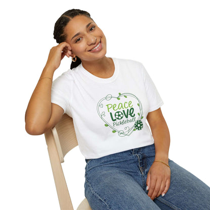 Women's Stylish Pickleball T-shirt - Peace Love Pickleball