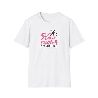 Women's Stylish Pickleball T-shirt - Keep Calm & Play Pickleball White