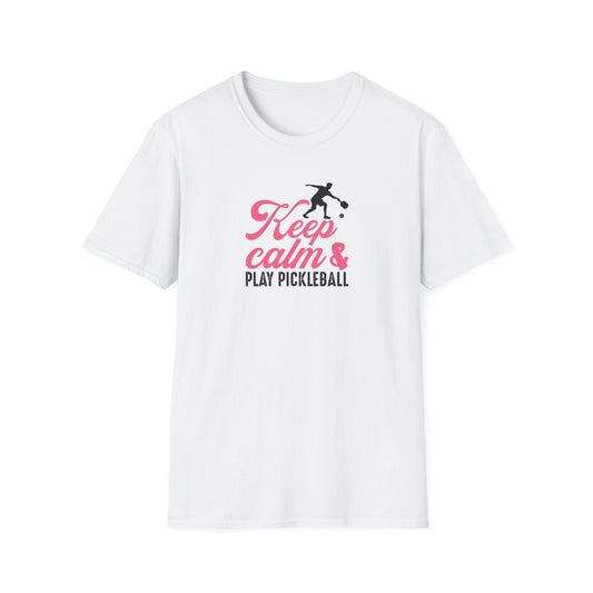 Women's Stylish Pickleball T-shirt - Keep Calm & Play Pickleball White
