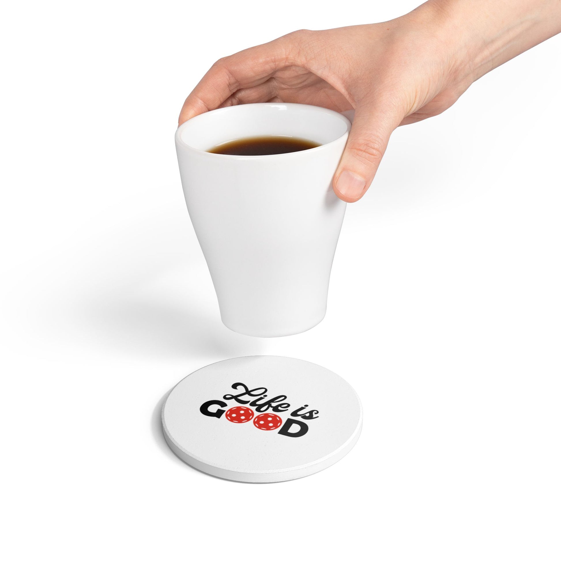 Pickleball Cute Ceramic Coaster - Life is Good