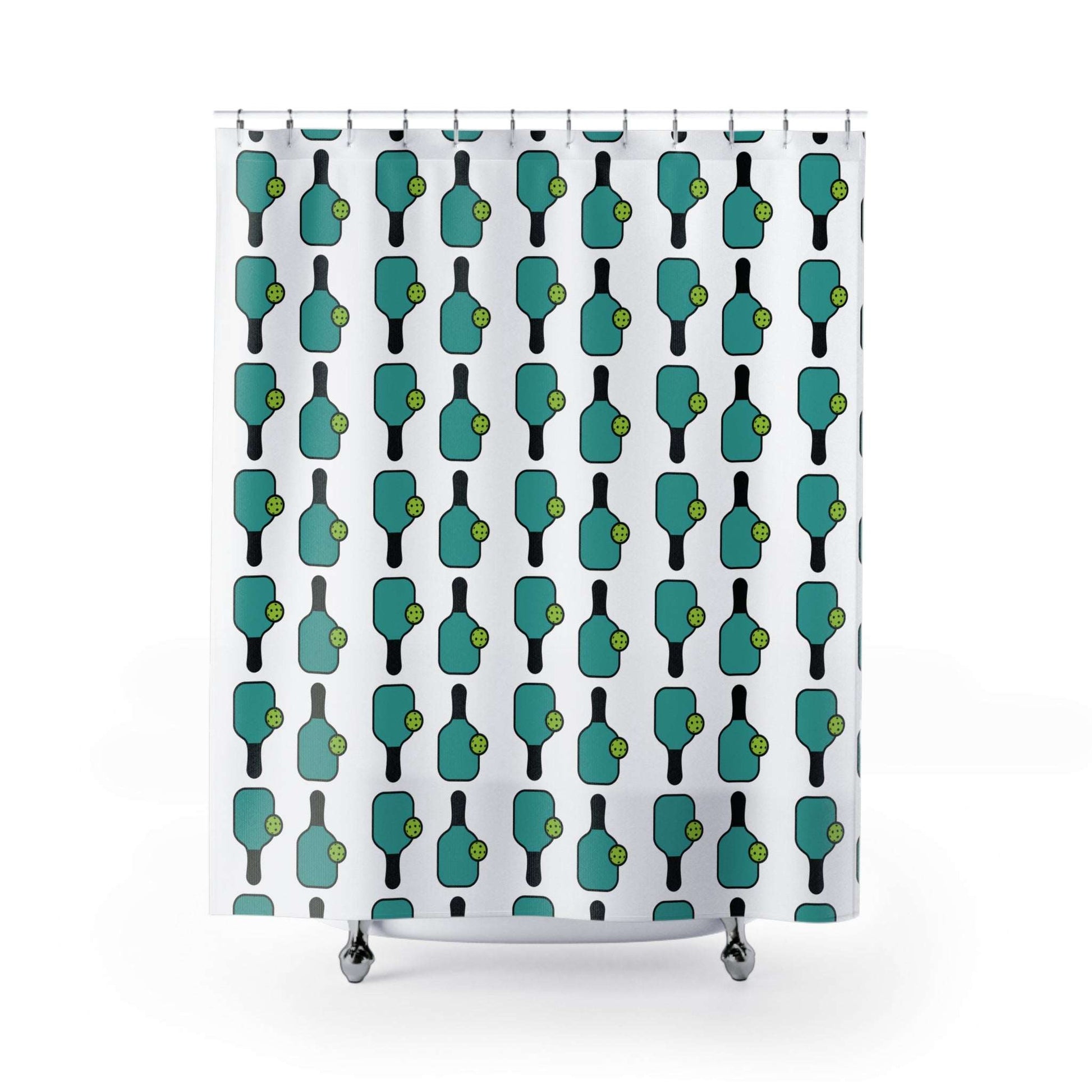 Pickleball Fun Shower Curtain - Paddle and Ball White