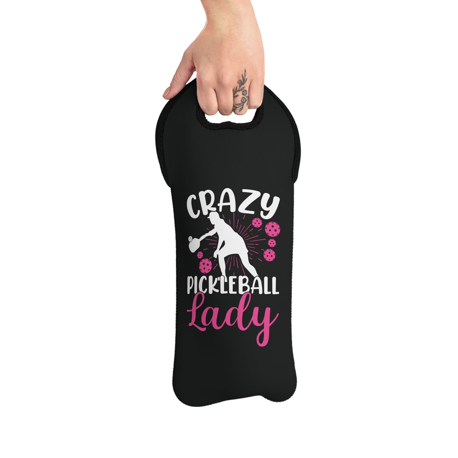 Pickleball Funny Wine Tote Bag - Crazy Pickleball Lady