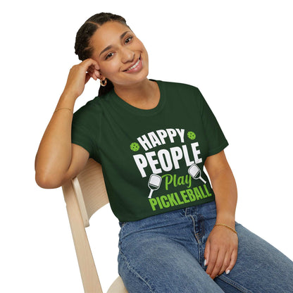 Women's Soft Pickleball T-shirt - Happy People Play Pickleball