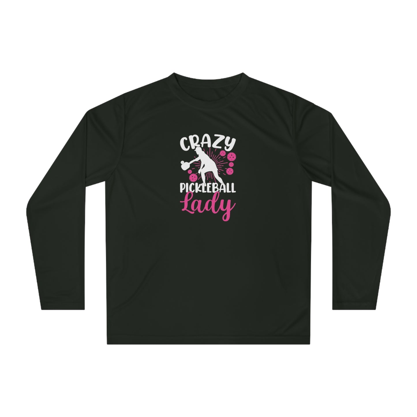 Women's Pickleball Long Sleeves top - Crazy Pickleball Lady Black