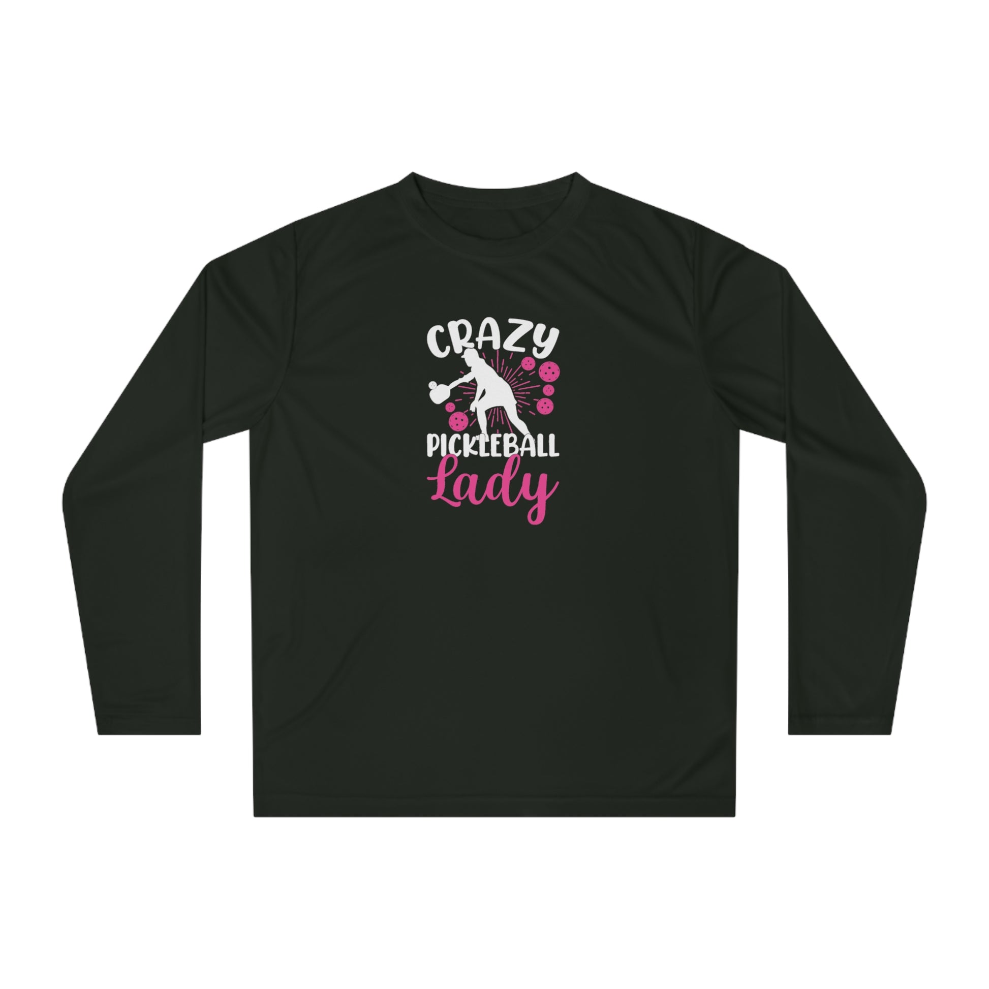 Women's Pickleball Long Sleeves top - Crazy Pickleball Lady Black