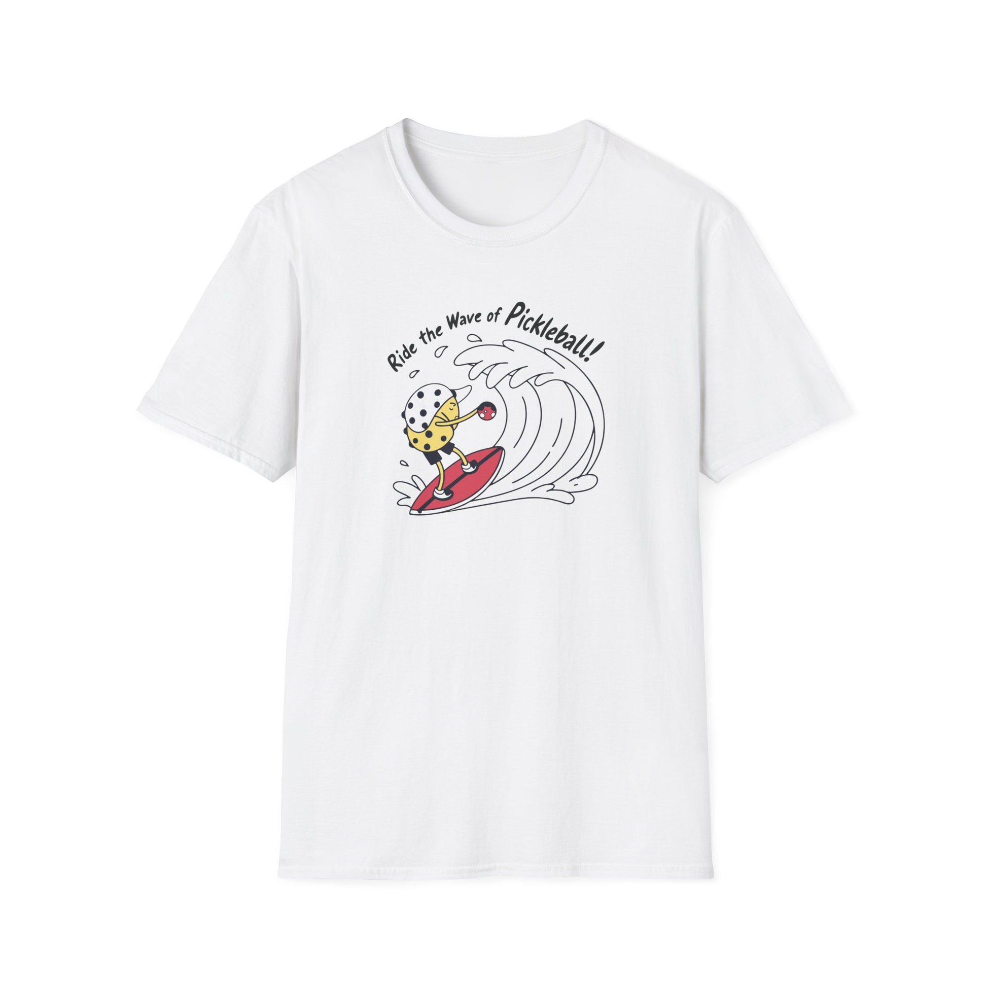 Men's Comfy Pickleball T-shirt - Ride the Wave of Pickleball White
