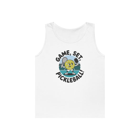 Women's Soft Pickleball Tank Top - Game, Set, Pickleball White