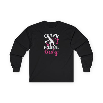 Women's Playful Pickleball Long Sleeves top - Crazy Pickleball Lady Black