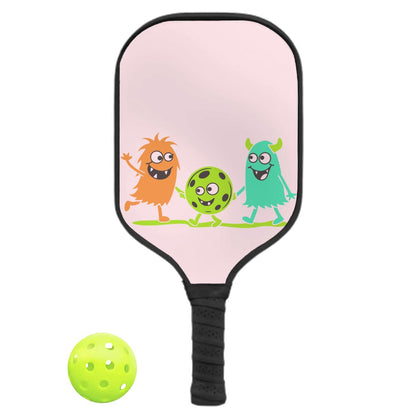 Pickleball Cute Paddle - Pickleball Monsters Black