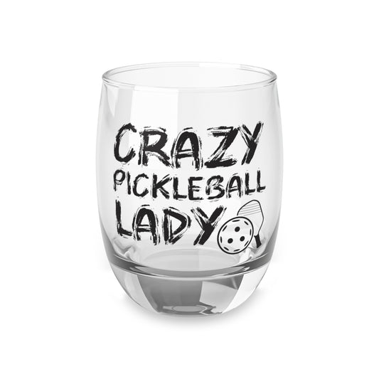 Pickleball Funny Whiskey Glass - Crazy Pickleball Lady Clear