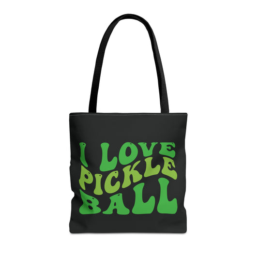 Pickleball Cute Tote Bag - I Love Pickleball Black