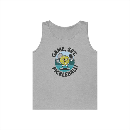 Men's Stylish Pickleball Tank Top - Game, Set, Pickleball Gray