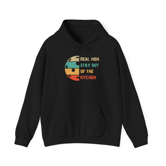 Men's Funny Pickleball Hoodie - Real Men Stay Out of the Kitchen Retro Black