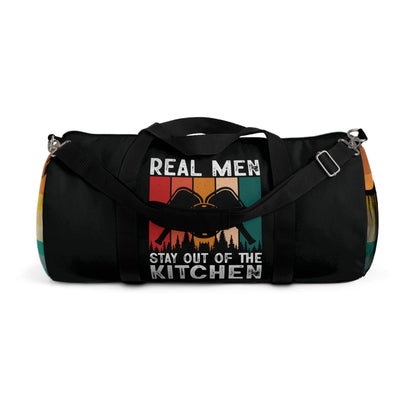 Pickleball Cool Duffel Bag - Real Men Stay Out Of The Kitchen Retro Black