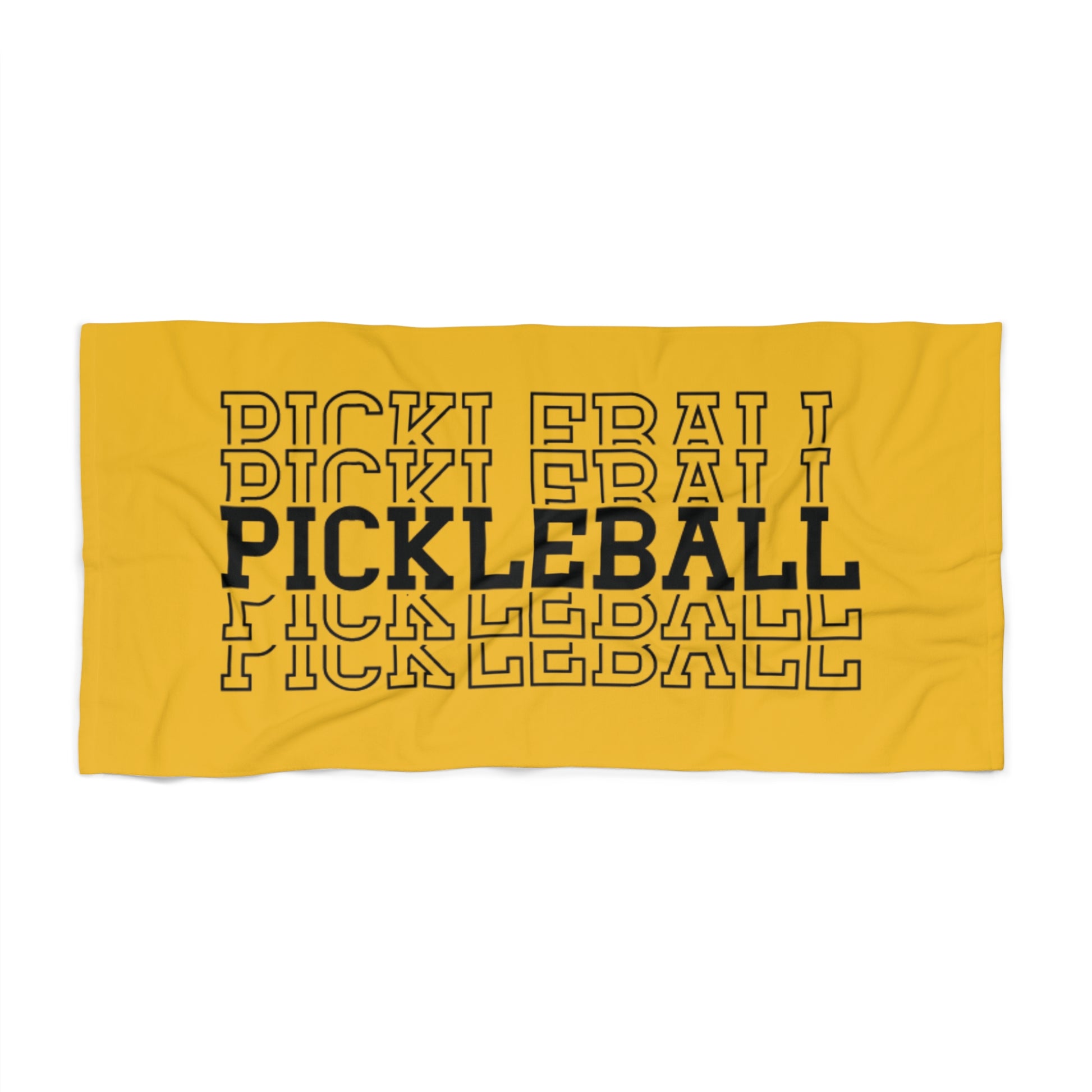 Pickleball Durable Beach Towel - Pickleball Repeat Yellow