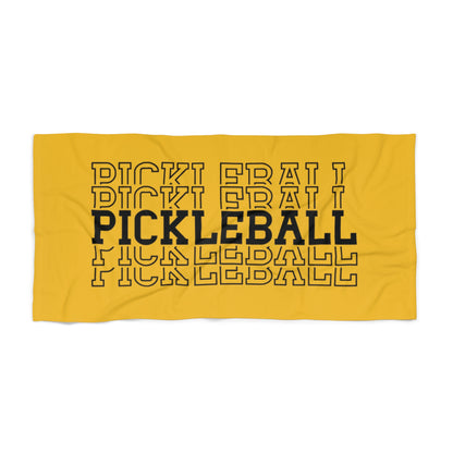 Pickleball Durable Beach Towel - Pickleball Repeat Yellow