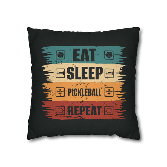 Pickleball Bold Pillowcase - Eat Sleep Pickleball Repeat Retro Black