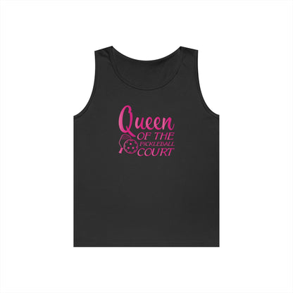 Women's Cute Pickleball Tank Top - Queen of the Pickleball Court Black